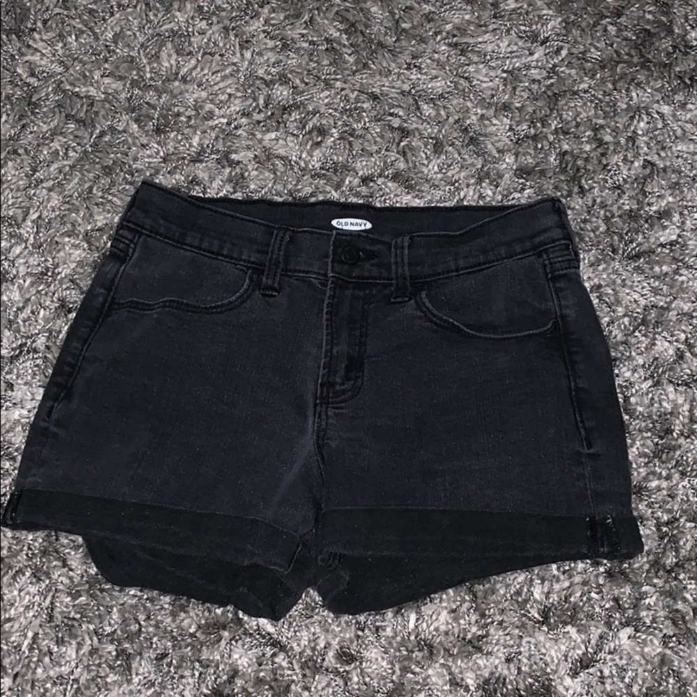 Black denim shorts